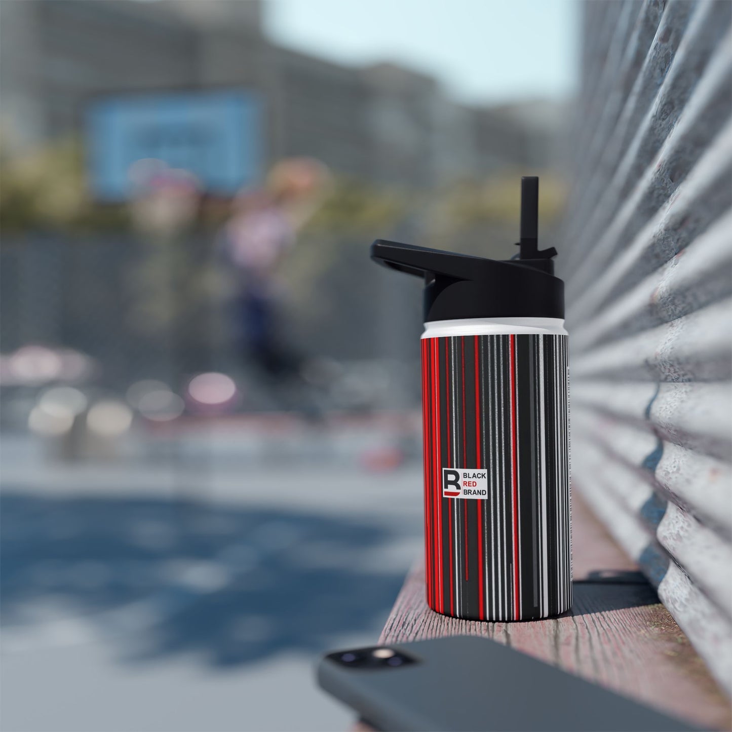 Black Red Barcode | Stylish Stainless Steel Water Bottle