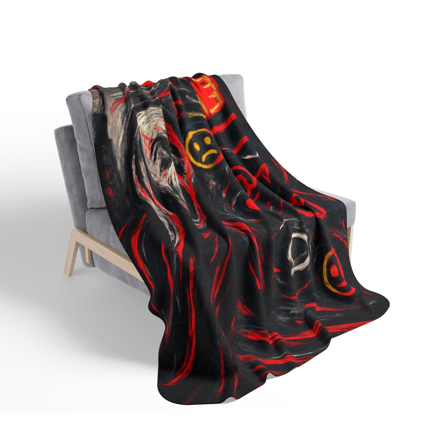 Black Red Scream - Fleece Sherpa Blanket