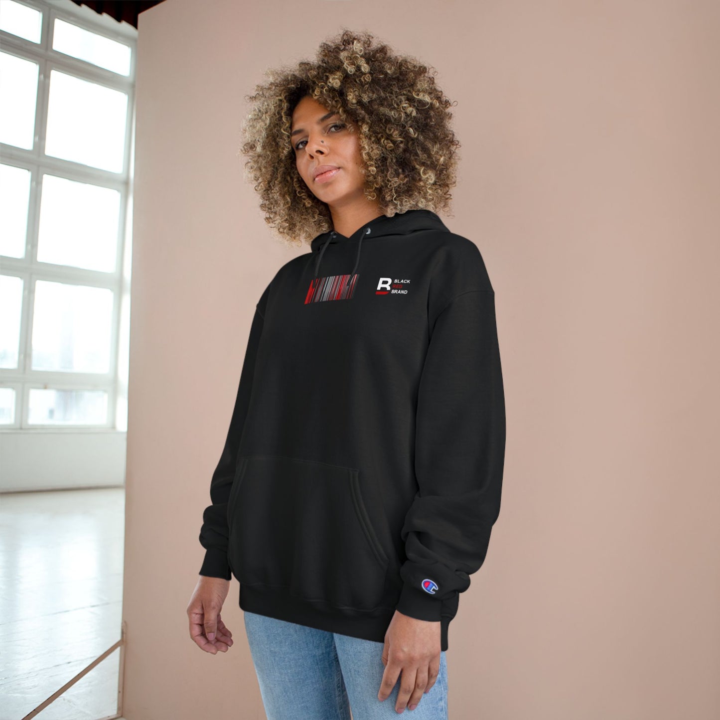 Champion Hoodie with Smile Graphic, Cozy Streetwear