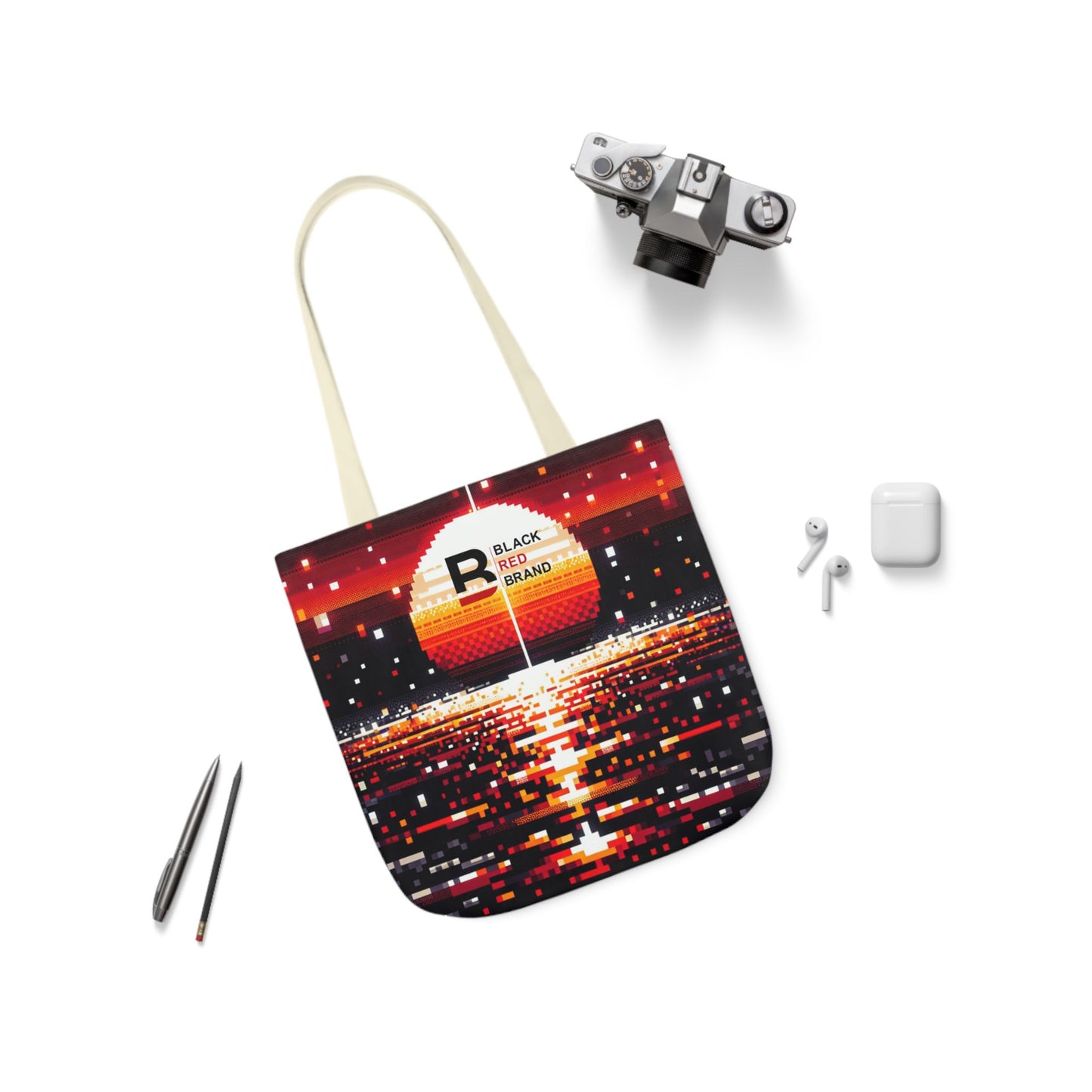 Sunset Vibe Canvas Tote Bag with 5-Color Straps