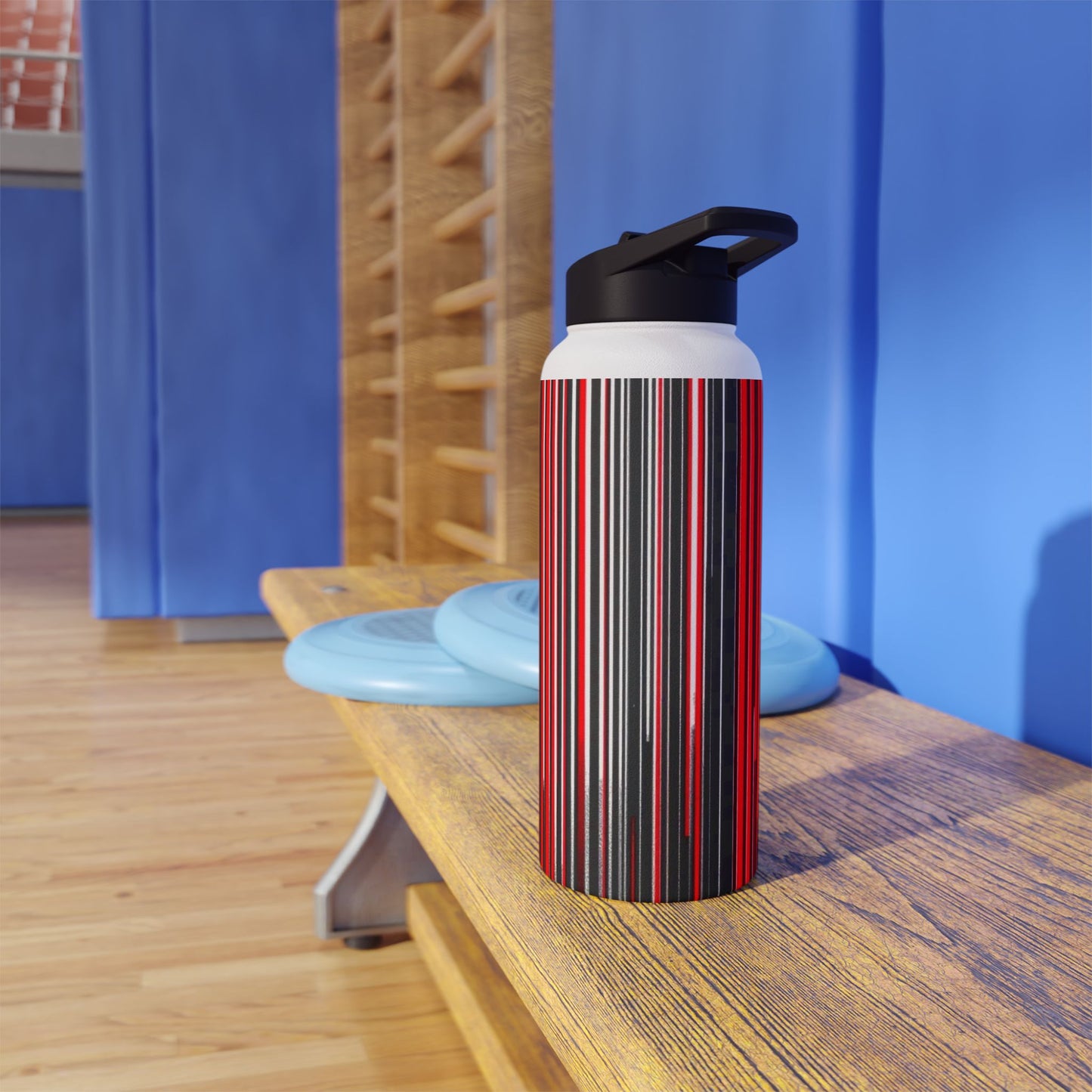 Black Red Barcode | Stylish Stainless Steel Water Bottle