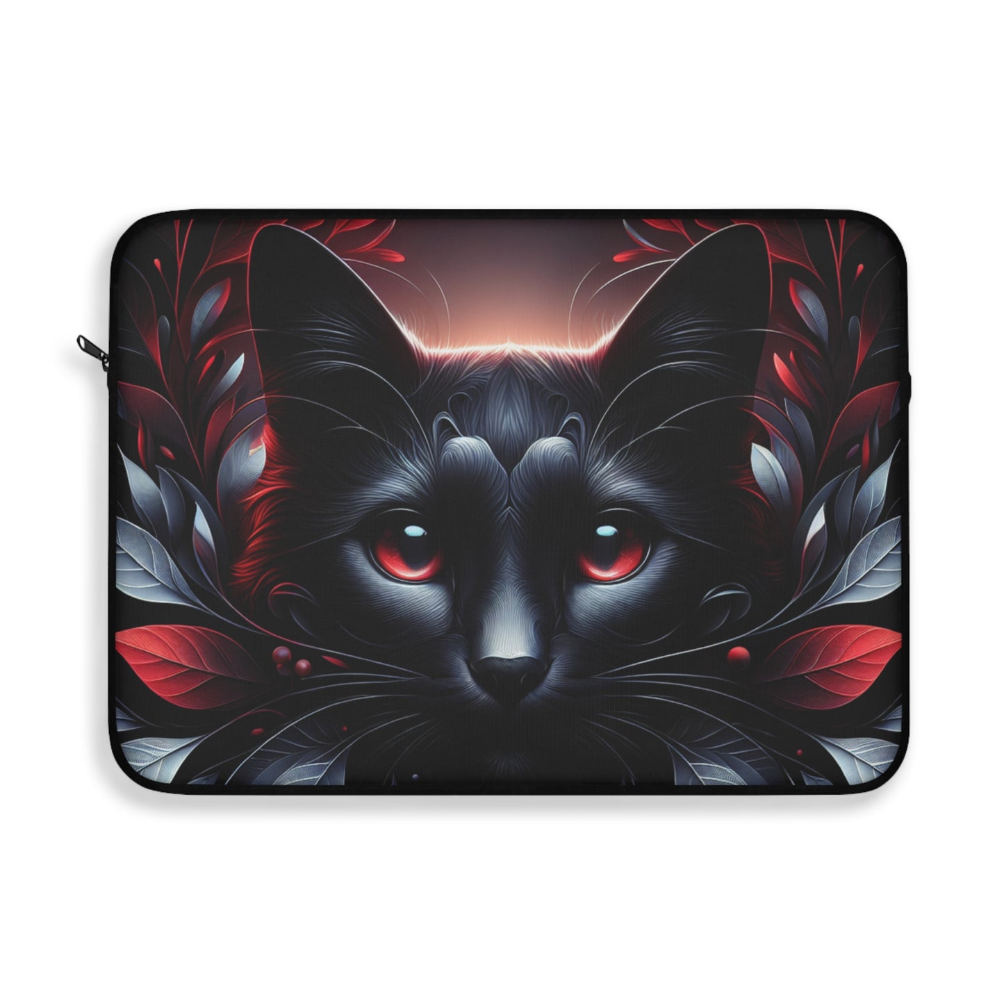 Black Cat Floral Laptop Sleeve - Stylish Protection for Tech Enthusiasts