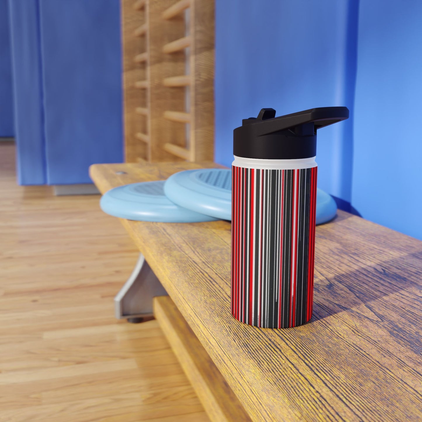 Black Red Barcode | Stylish Stainless Steel Water Bottle