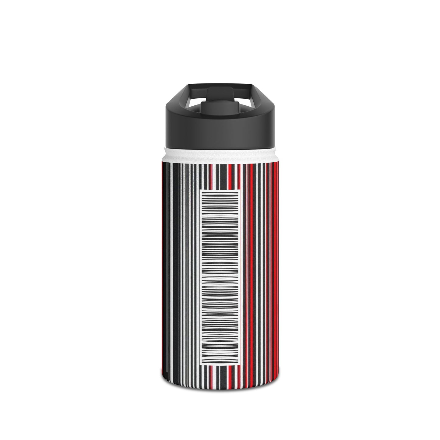 Black Red Barcode | Stylish Stainless Steel Water Bottle
