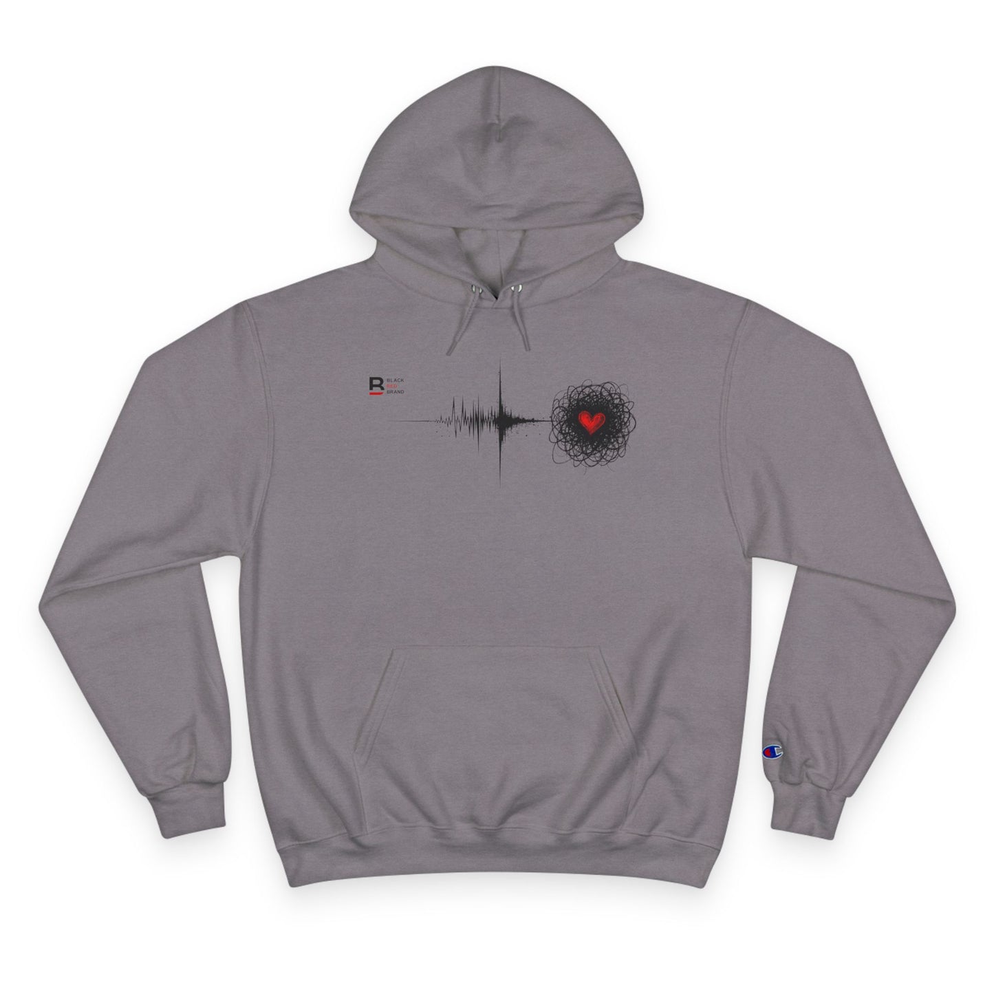 Black Red Doodle Heart | Champion Hoodie