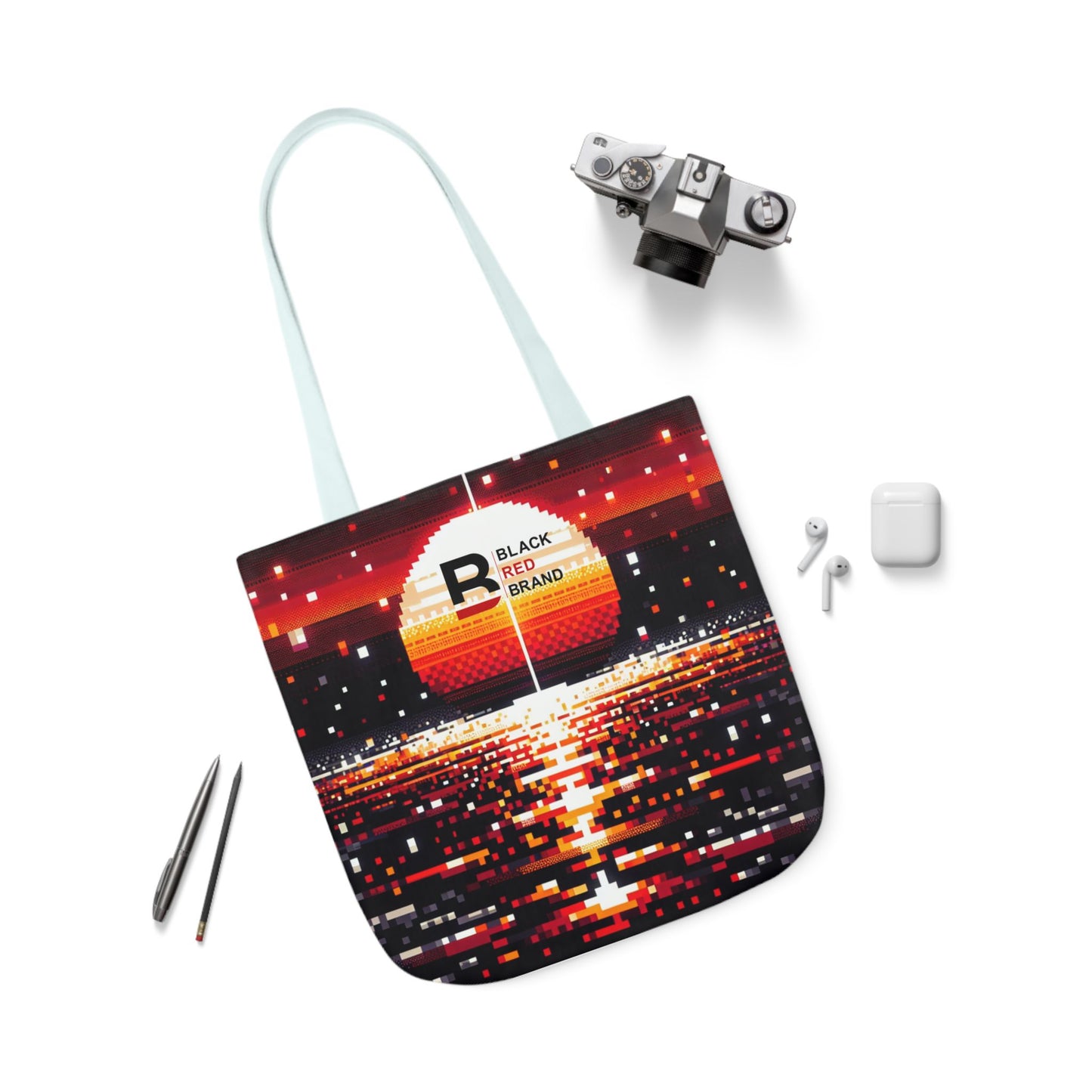 Sunset Vibe Canvas Tote Bag with 5-Color Straps