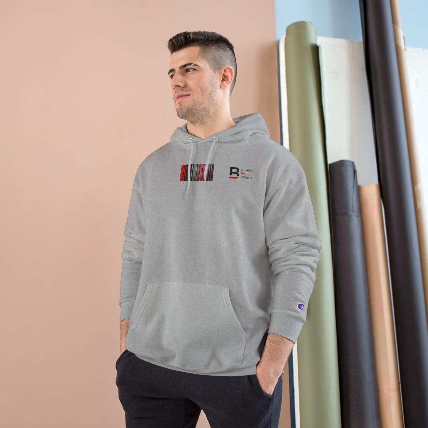 Champion Hoodie with Smile Graphic, Cozy Streetwear