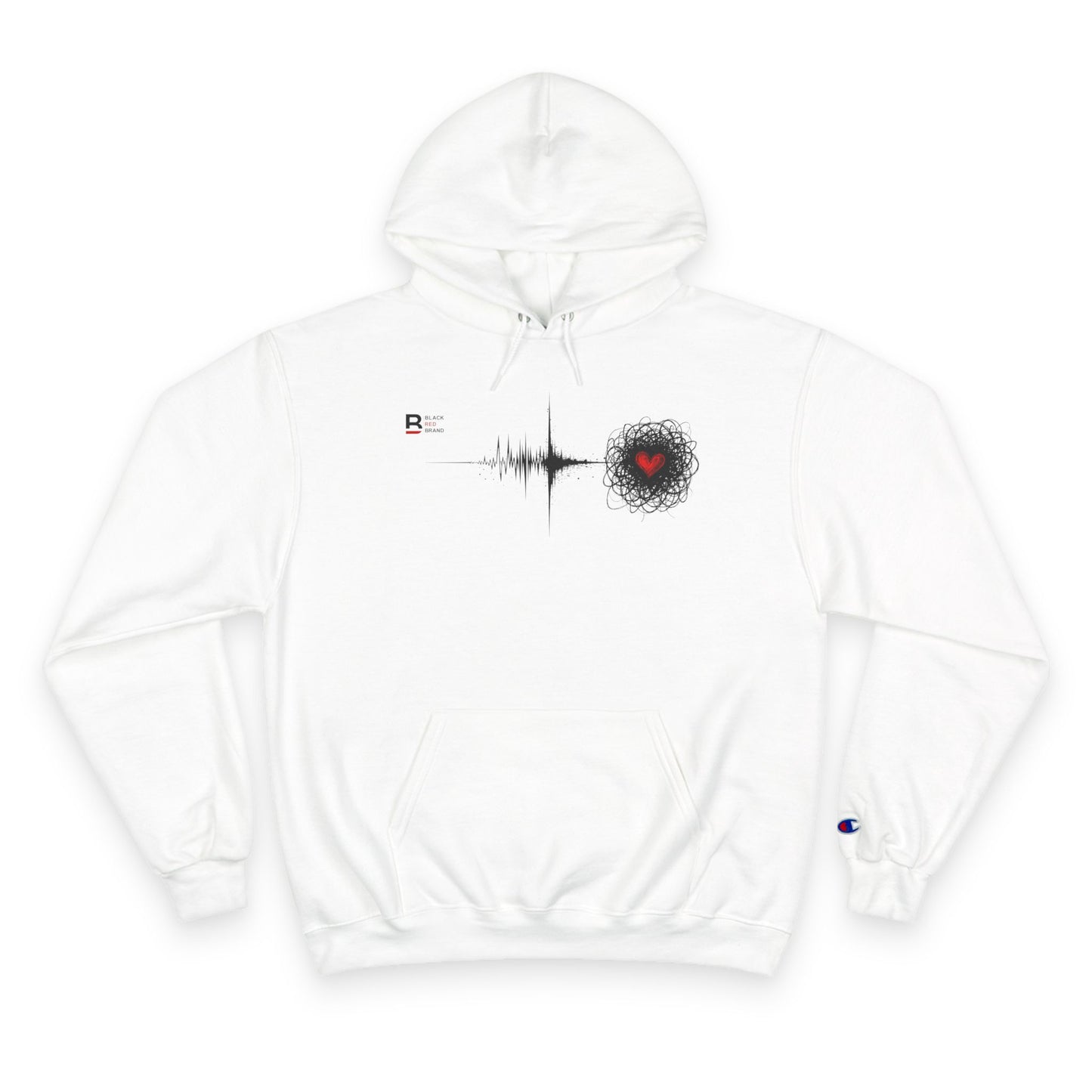 Black Red Doodle Heart | Champion Hoodie