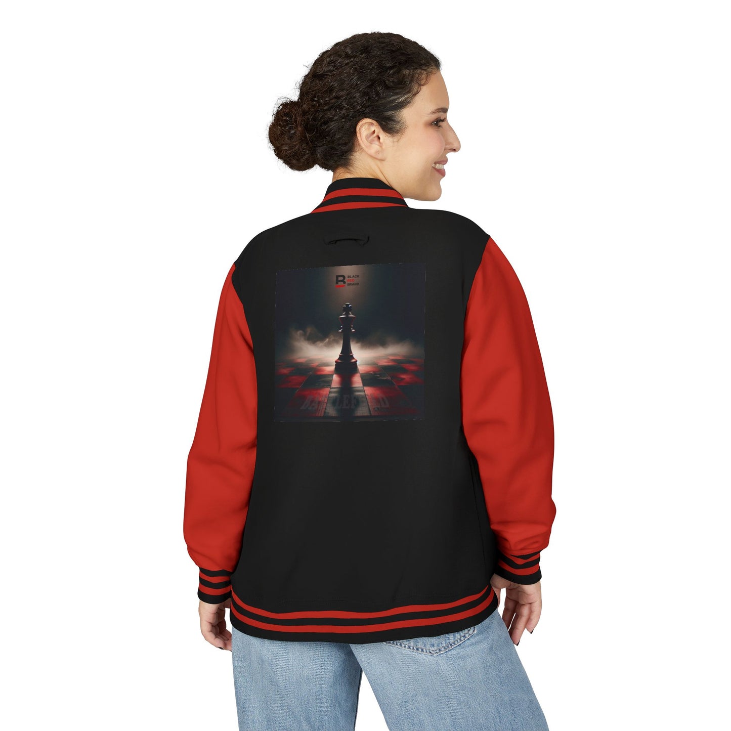 LONE QUEEN Unisex Heavyweight Letterman Jacket with Bold Graphic Design - Stylish and Versatile