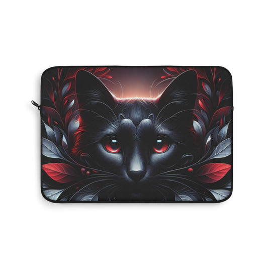 Black Cat Floral Laptop Sleeve - Stylish Protection for Tech Enthusiasts