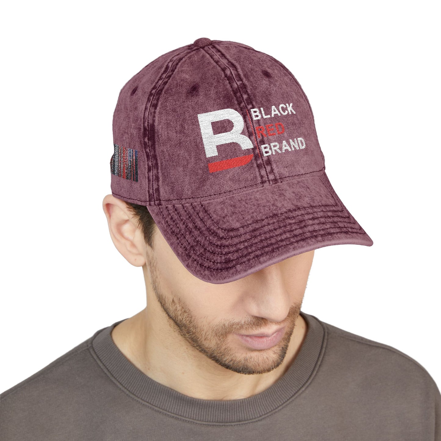 Vintage Embroidered Cap | Black Red Brand Logo
