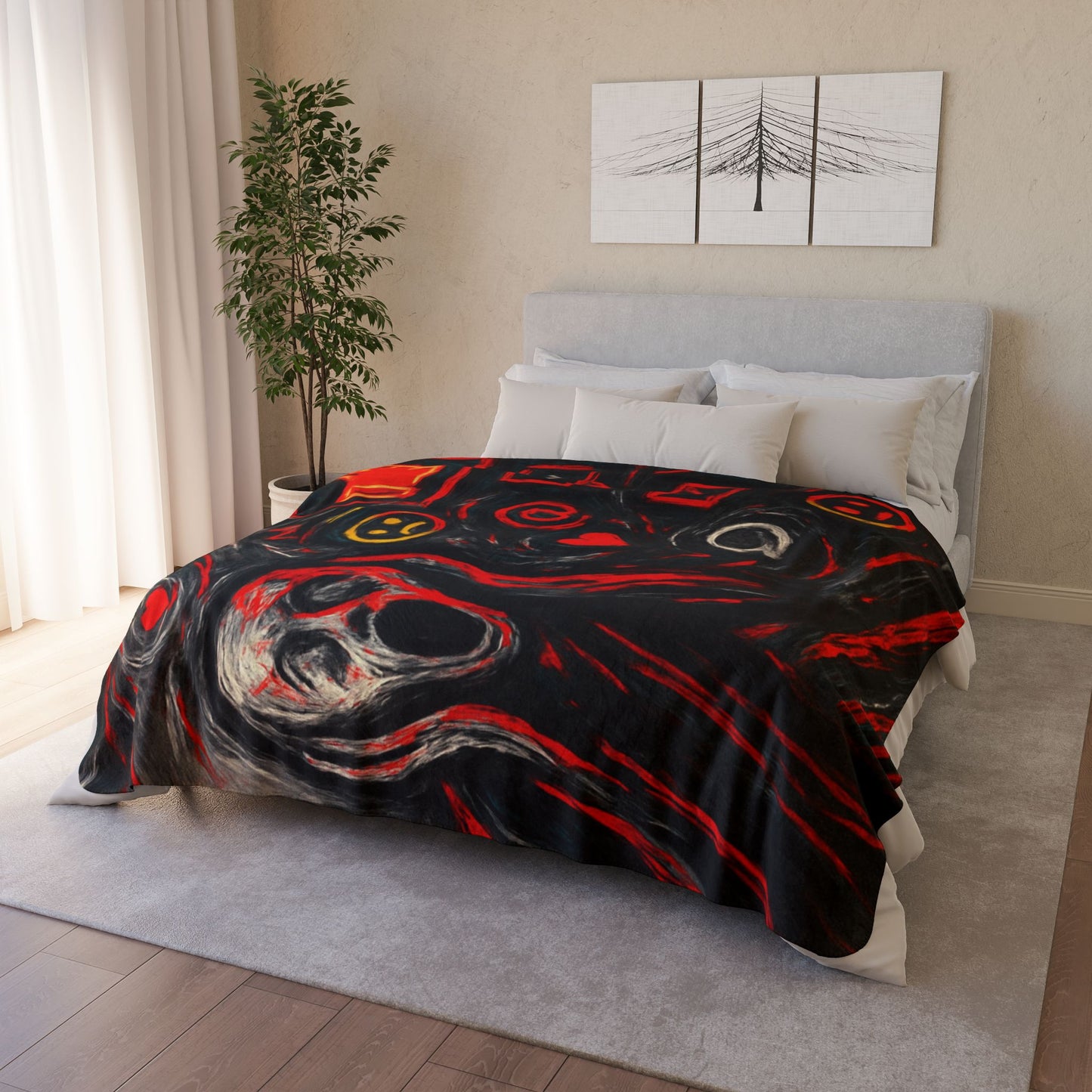 Black Red Scream - Fleece Sherpa Blanket