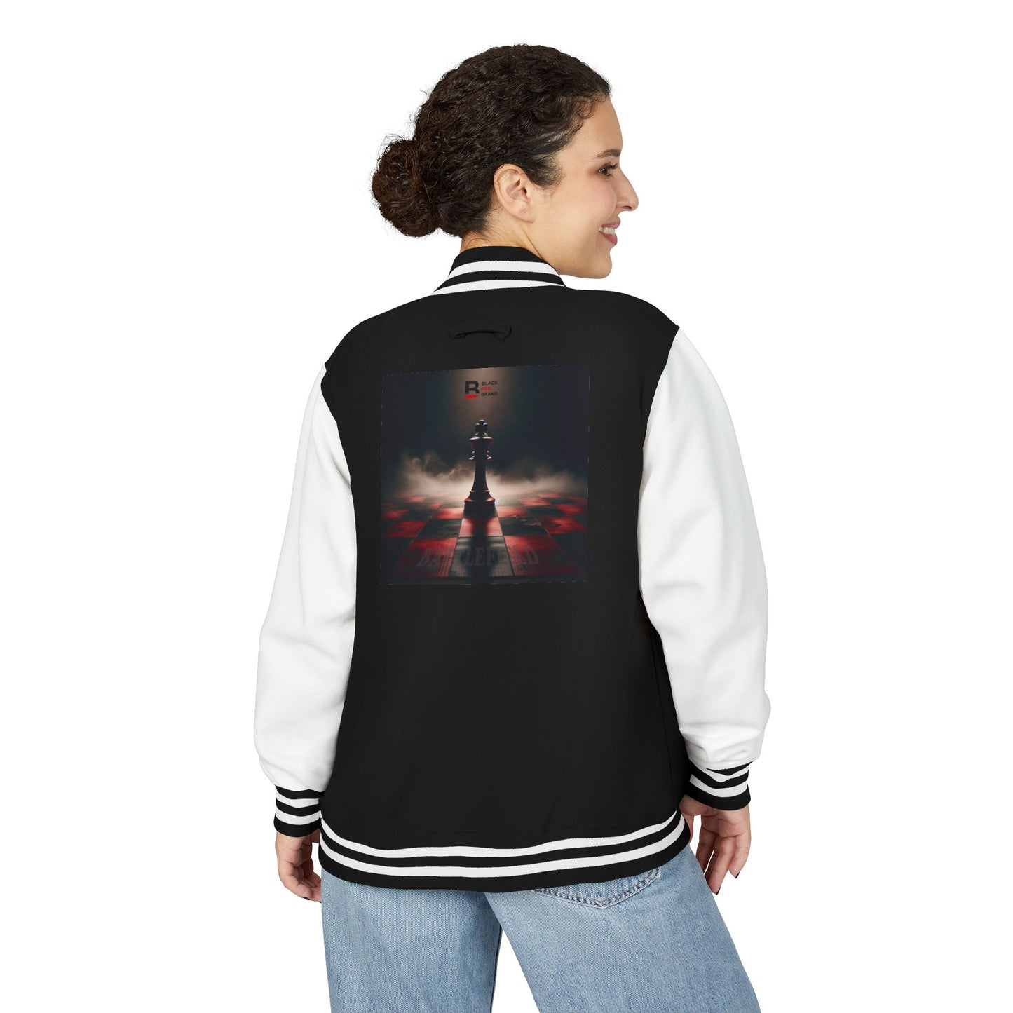 LONE QUEEN Unisex Heavyweight Letterman Jacket with Bold Graphic Design - Stylish and Versatile