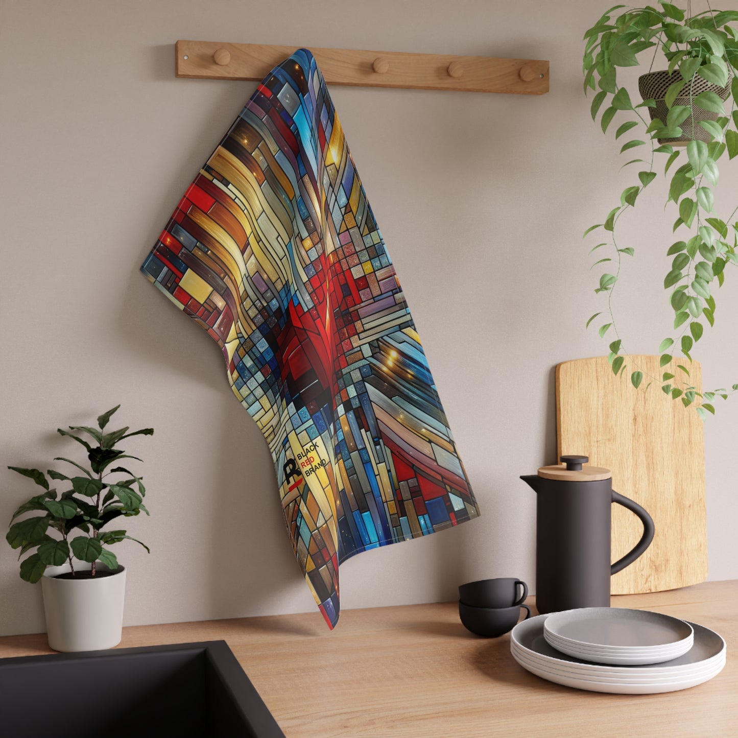 Mosaic Heart Tea Towels - Colorful Cotton Kitchen Accessories