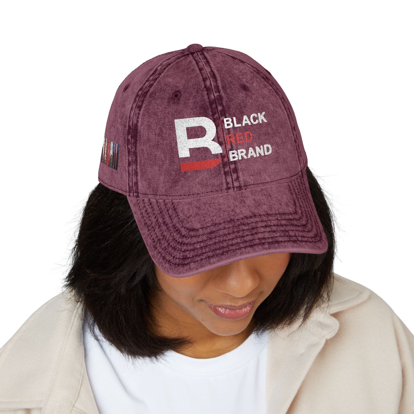 Vintage Embroidered Cap | Black Red Brand Logo