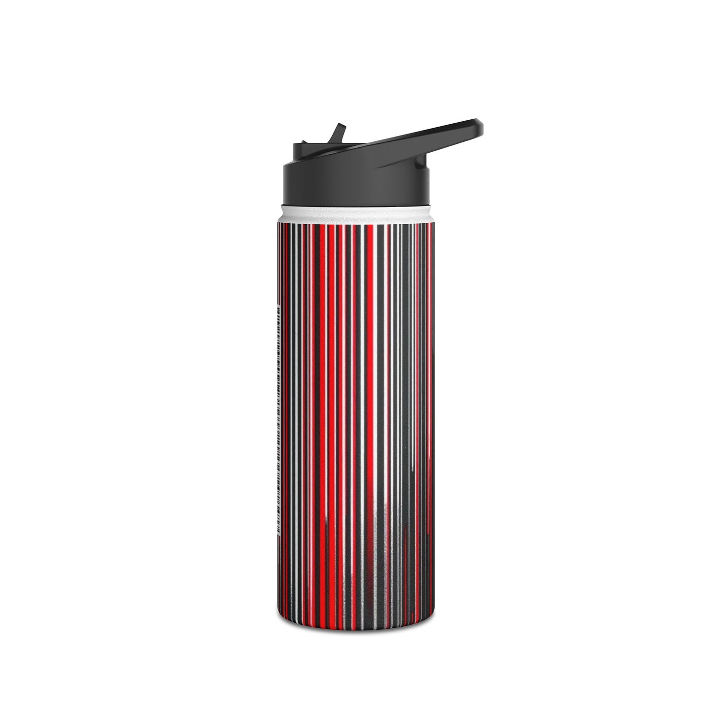 Black Red Barcode | Stylish Stainless Steel Water Bottle