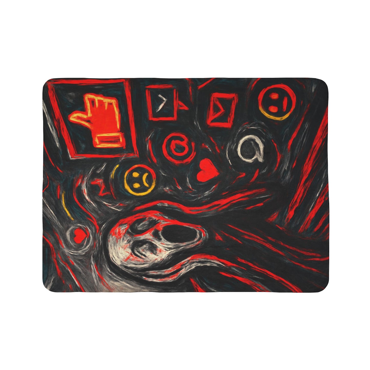 Black Red Scream - Fleece Sherpa Blanket
