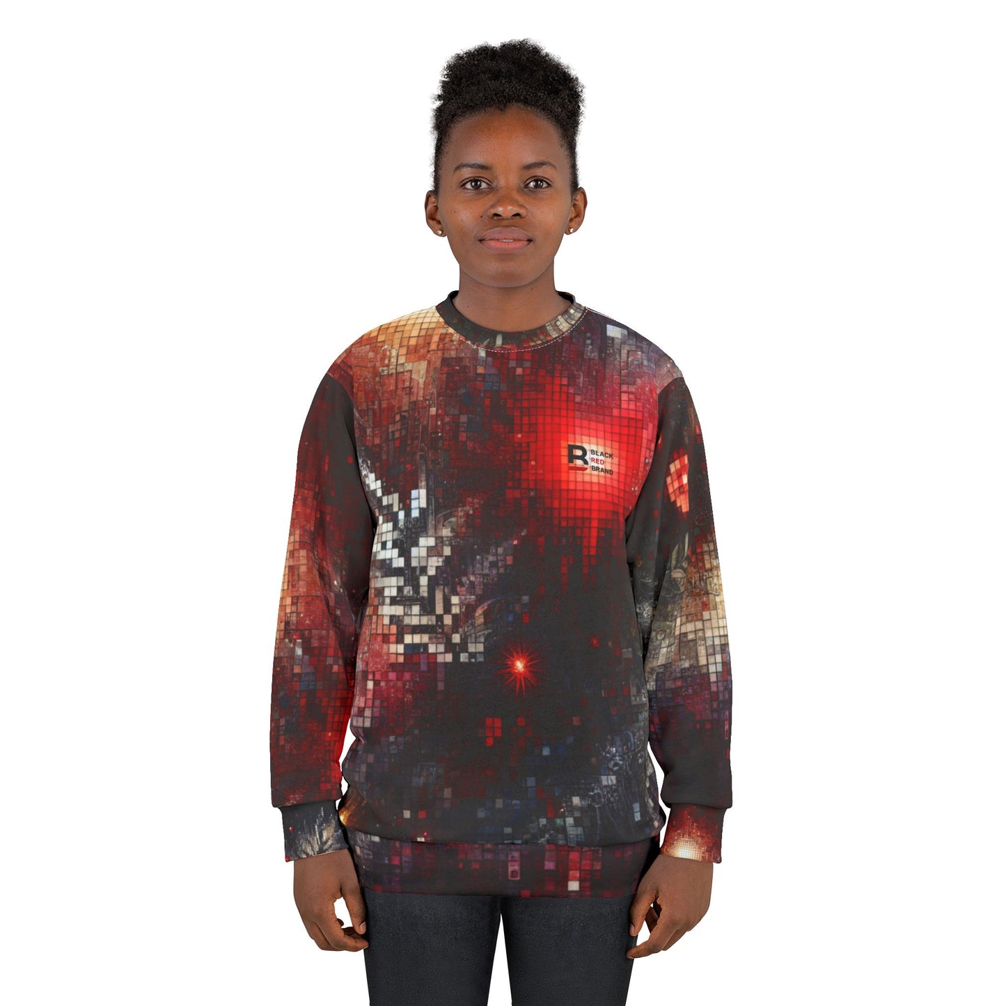 Black Red Pixels | Digital Bloom Sweatshirt