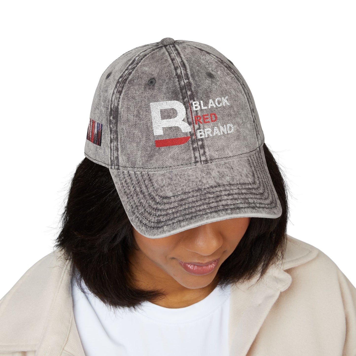 Vintage Embroidered Cap | Black Red Brand Logo