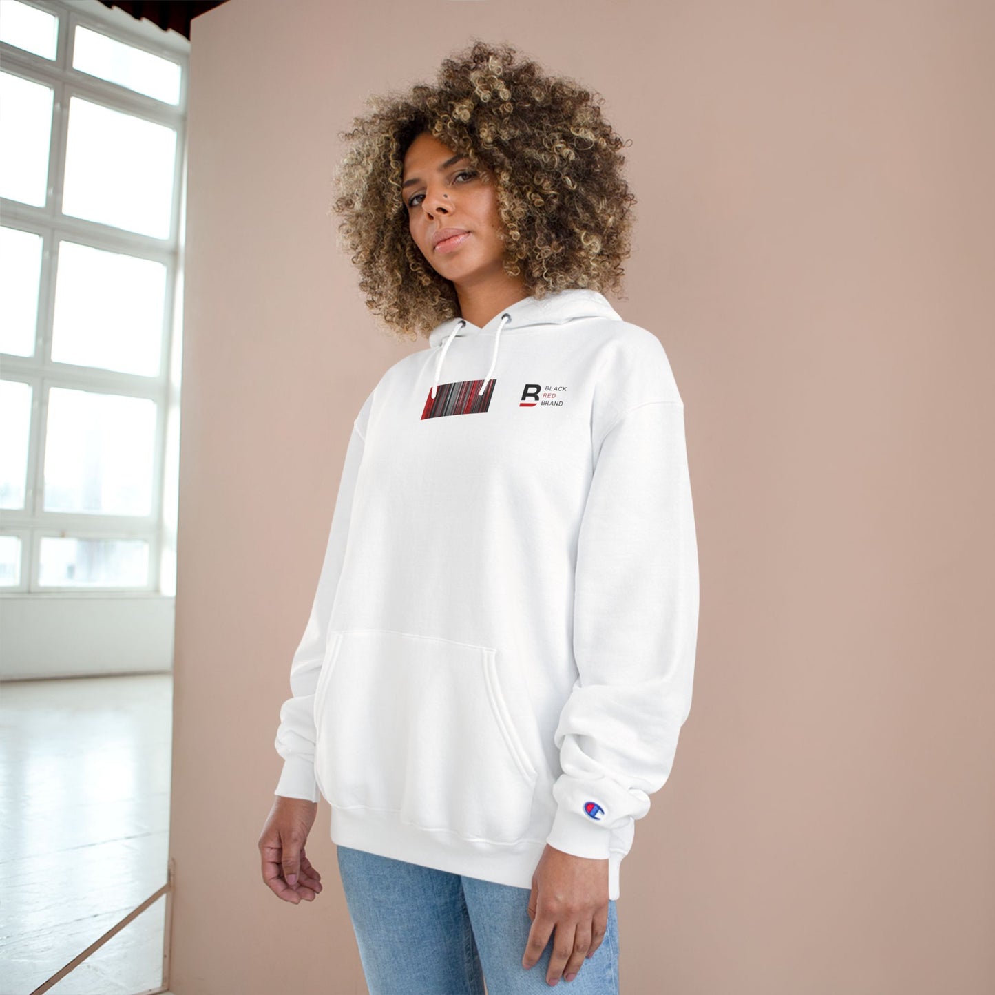 Champion Hoodie with Smile Graphic, Cozy Streetwear