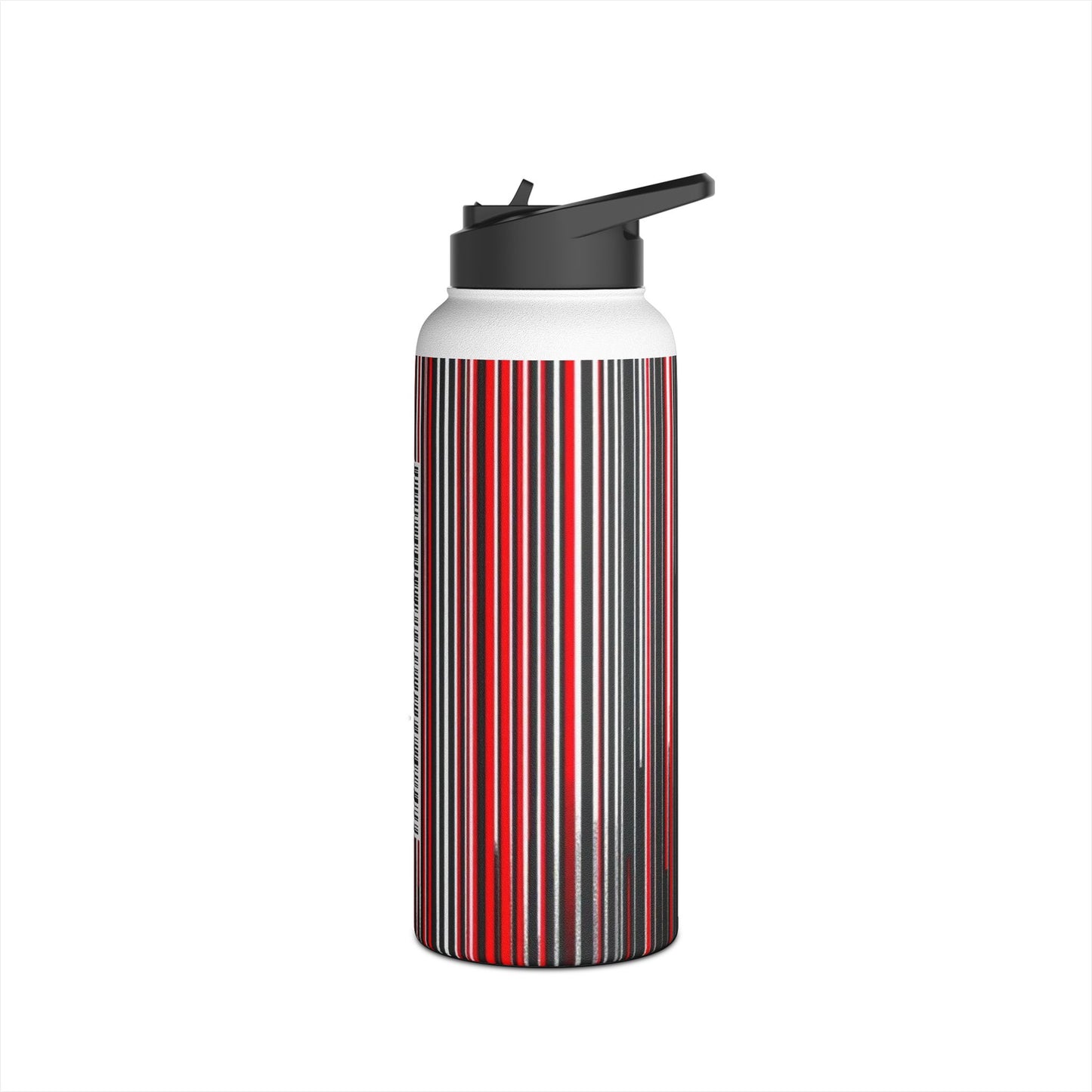 Black Red Barcode | Stylish Stainless Steel Water Bottle