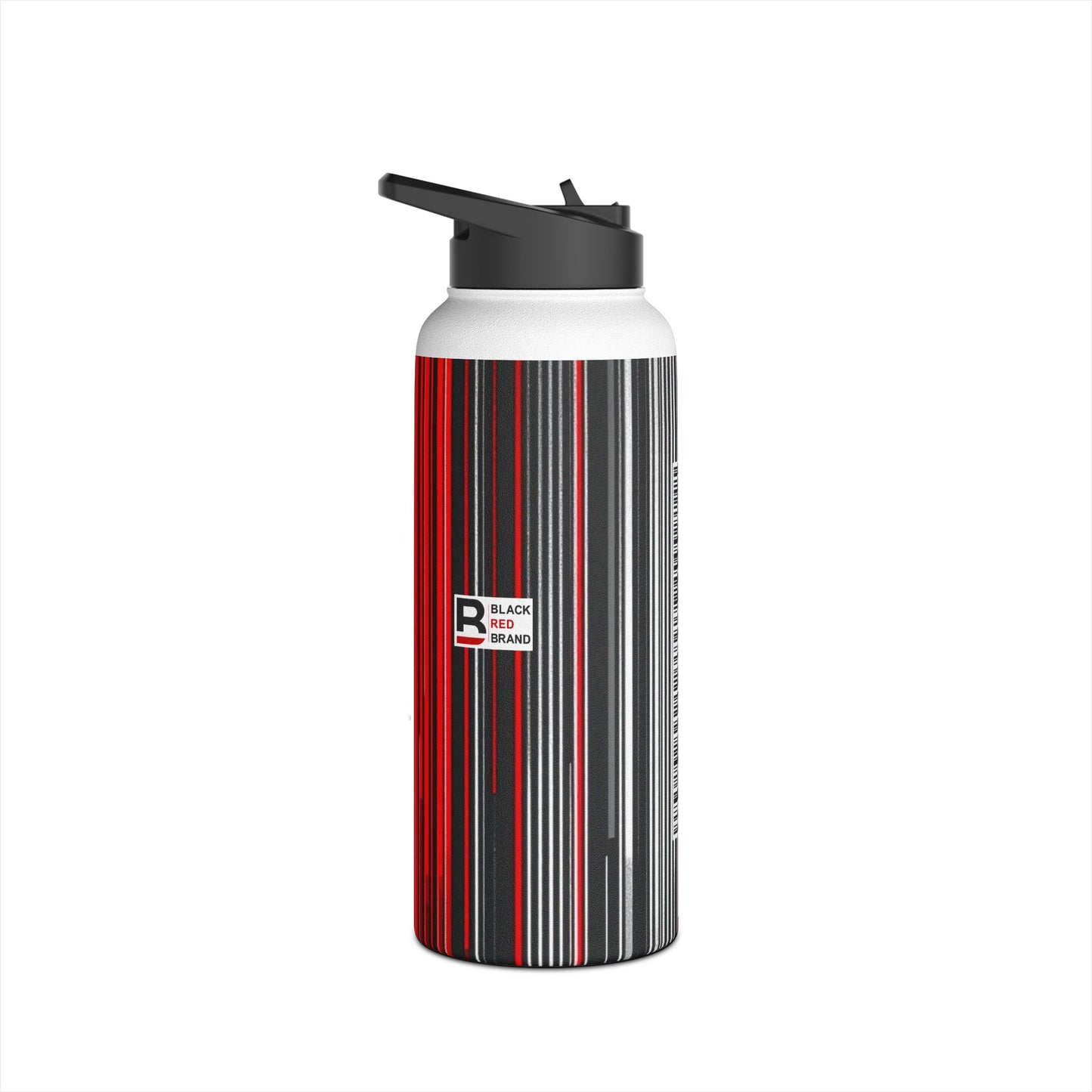Black Red Barcode | Stylish Stainless Steel Water Bottle