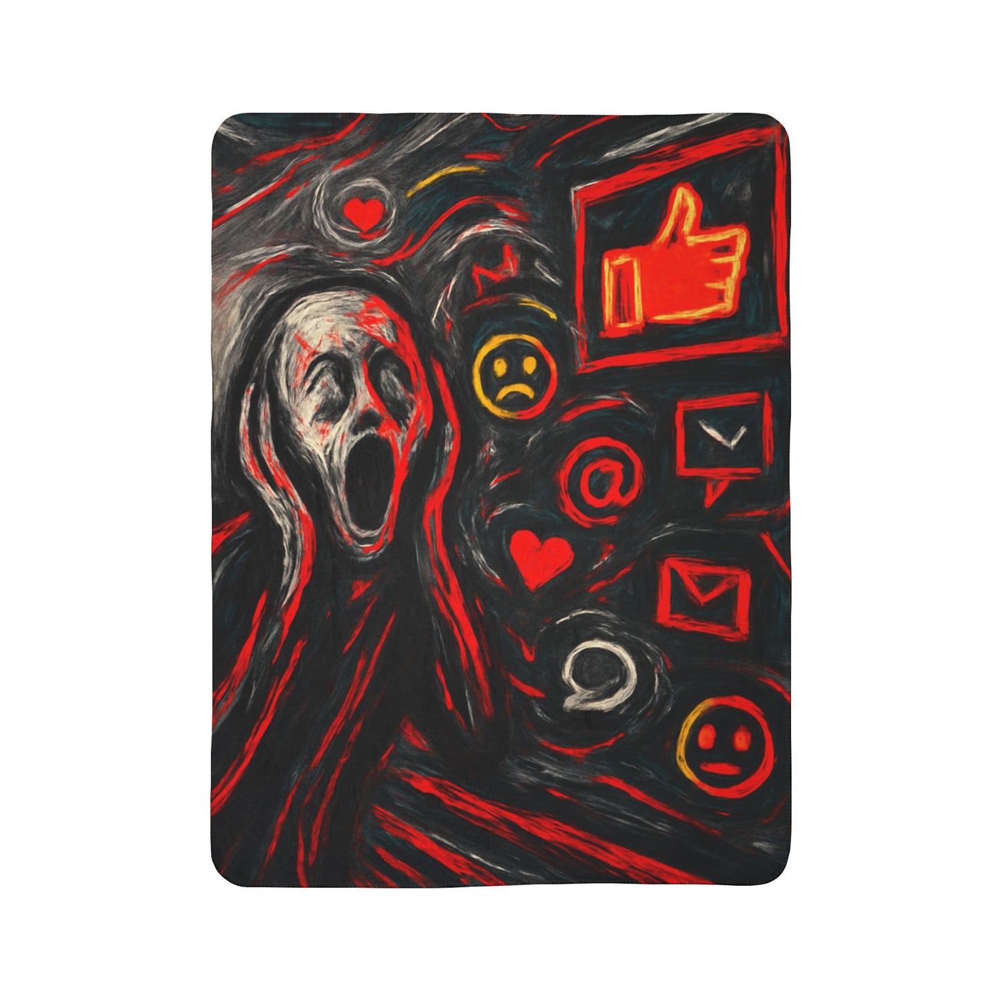 Black Red Scream - Fleece Sherpa Blanket