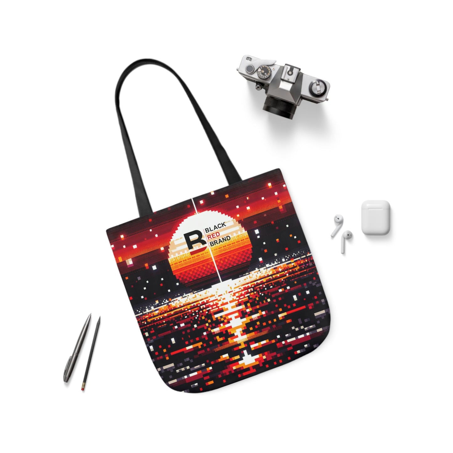 Sunset Vibe Canvas Tote Bag with 5-Color Straps