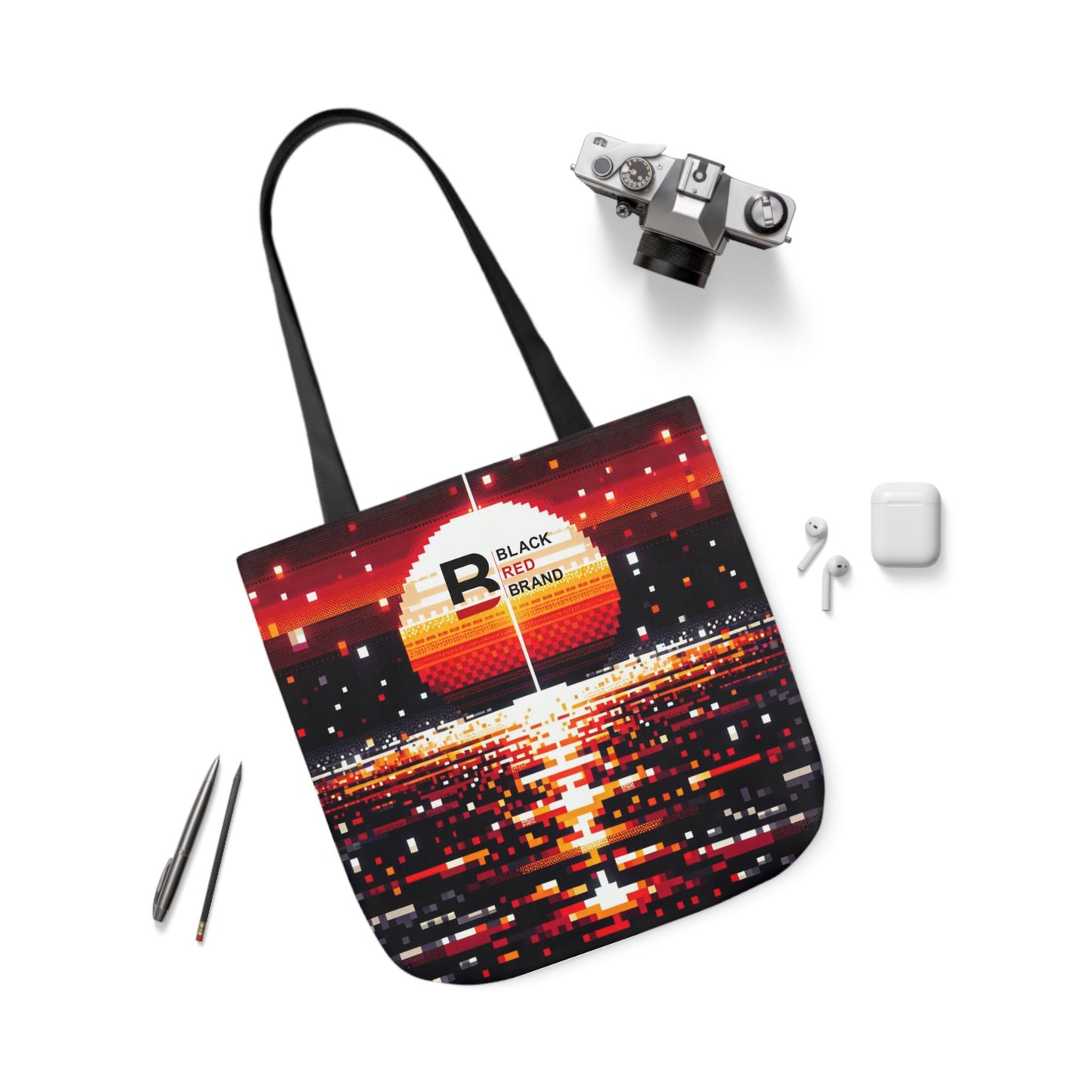 Sunset Vibe Canvas Tote Bag with 5-Color Straps