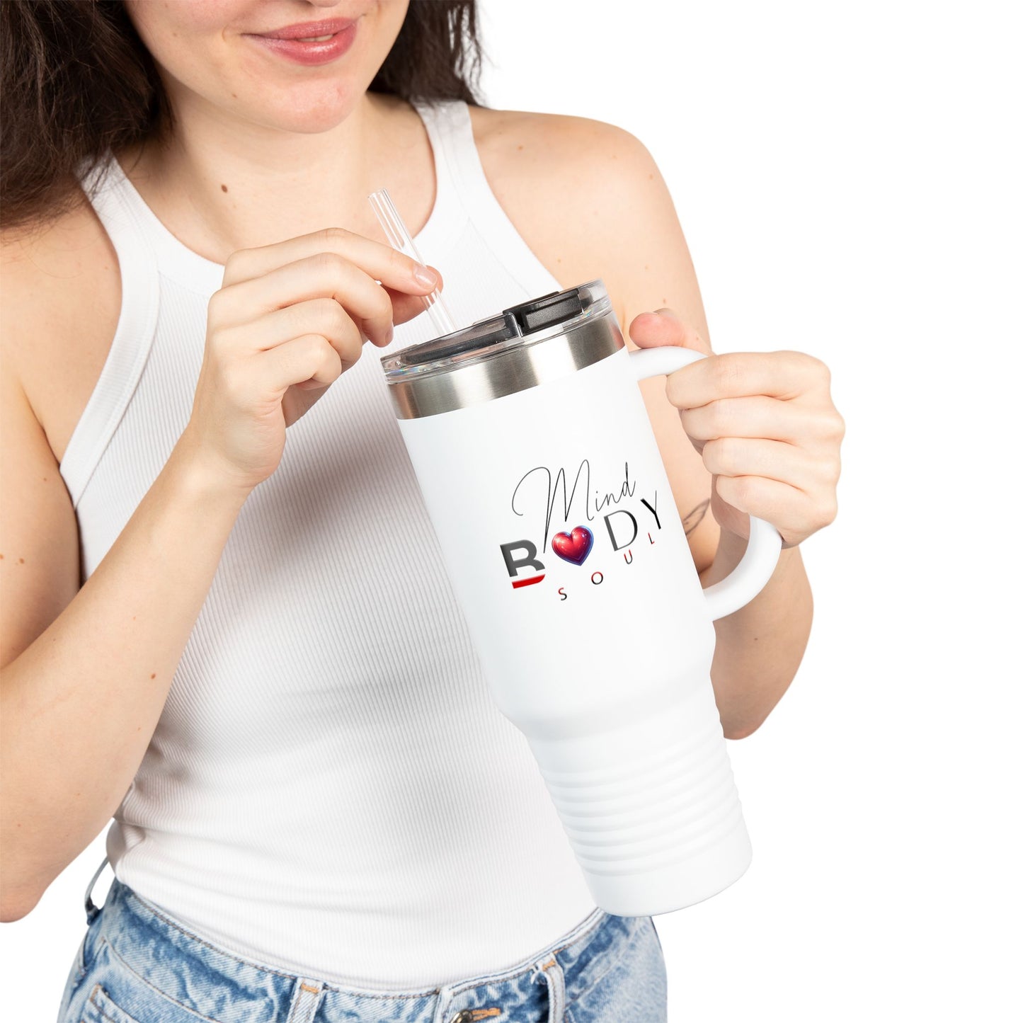 Mind Body Soul Insulated Travel Mug - 40oz Motivational Drinkware for Wellness Enthusiasts