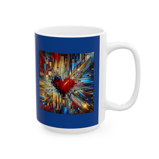 Mosaic Heart (Love and Logic) | Coder’s Coffee Mug Blue
