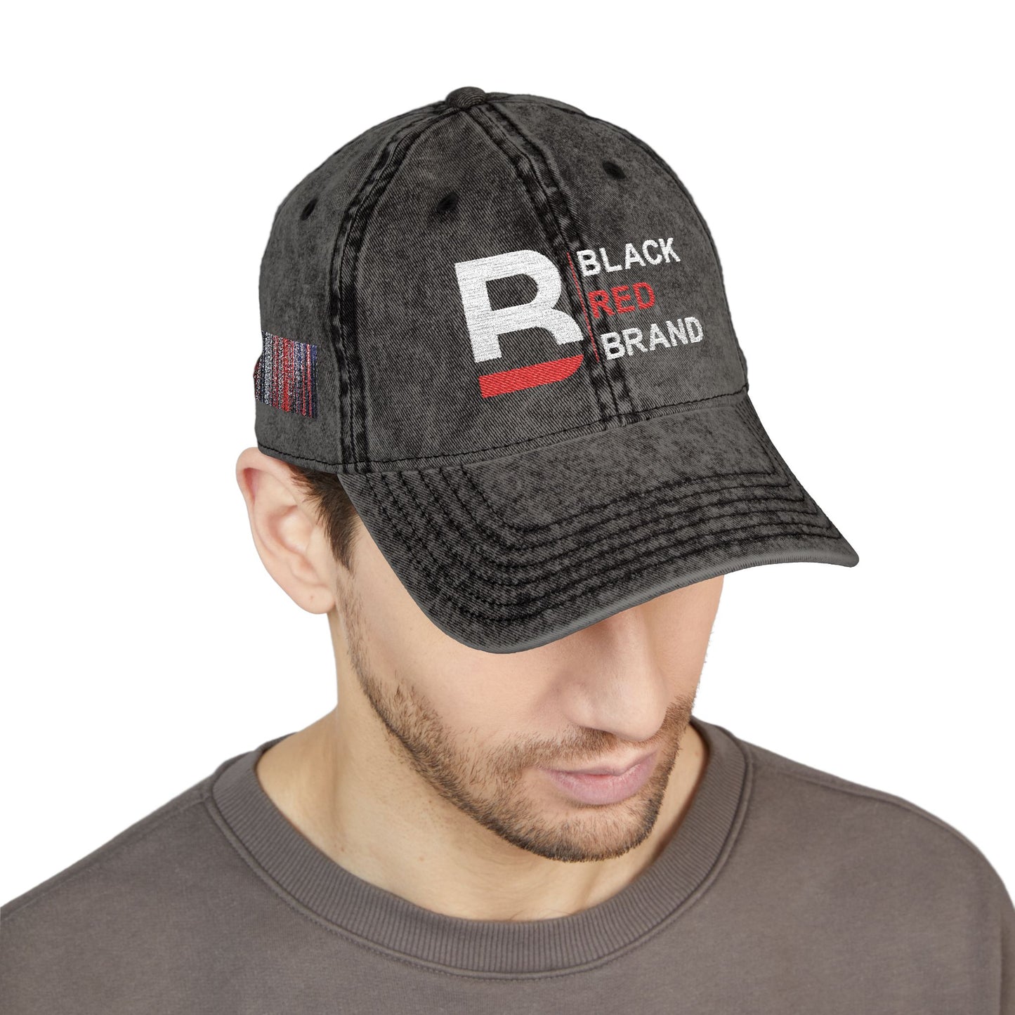 Vintage Embroidered Cap | Black Red Brand Logo
