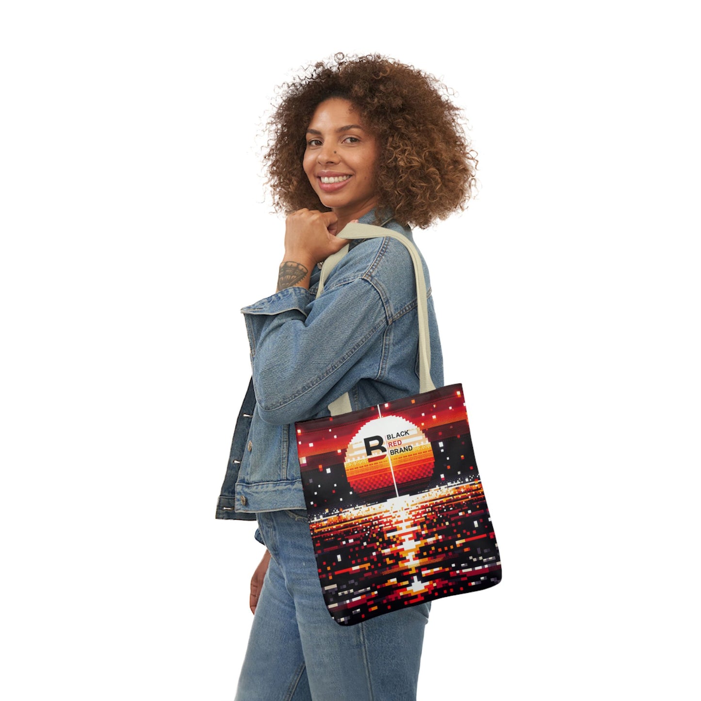 Sunset Vibe Canvas Tote Bag with 5-Color Straps