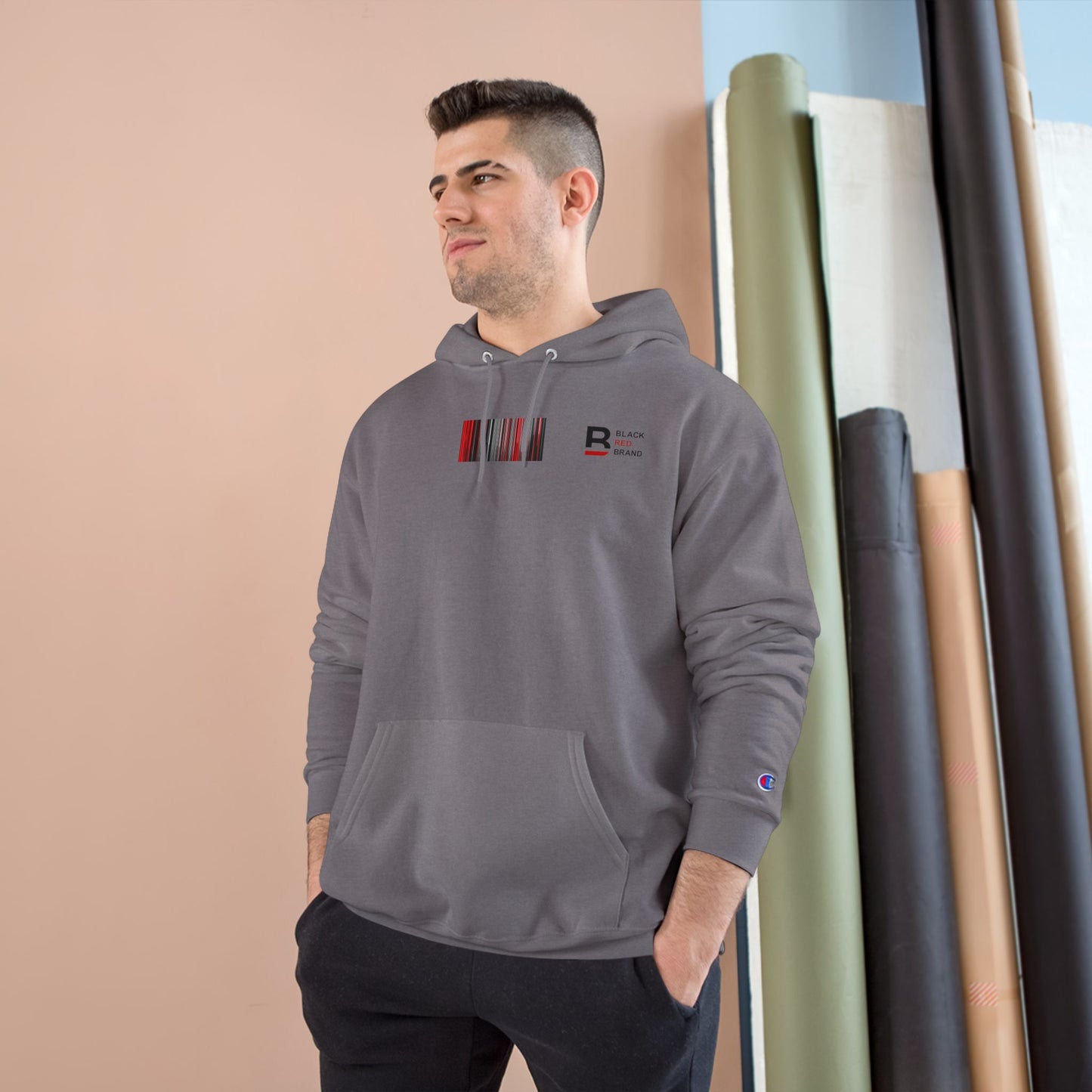 Champion Hoodie with Smile Graphic, Cozy Streetwear