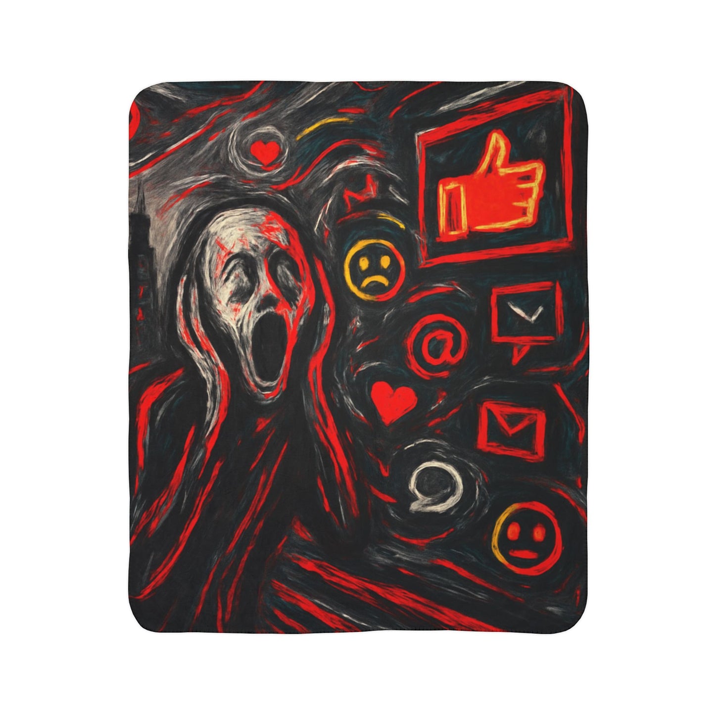 Black Red Scream - Fleece Sherpa Blanket