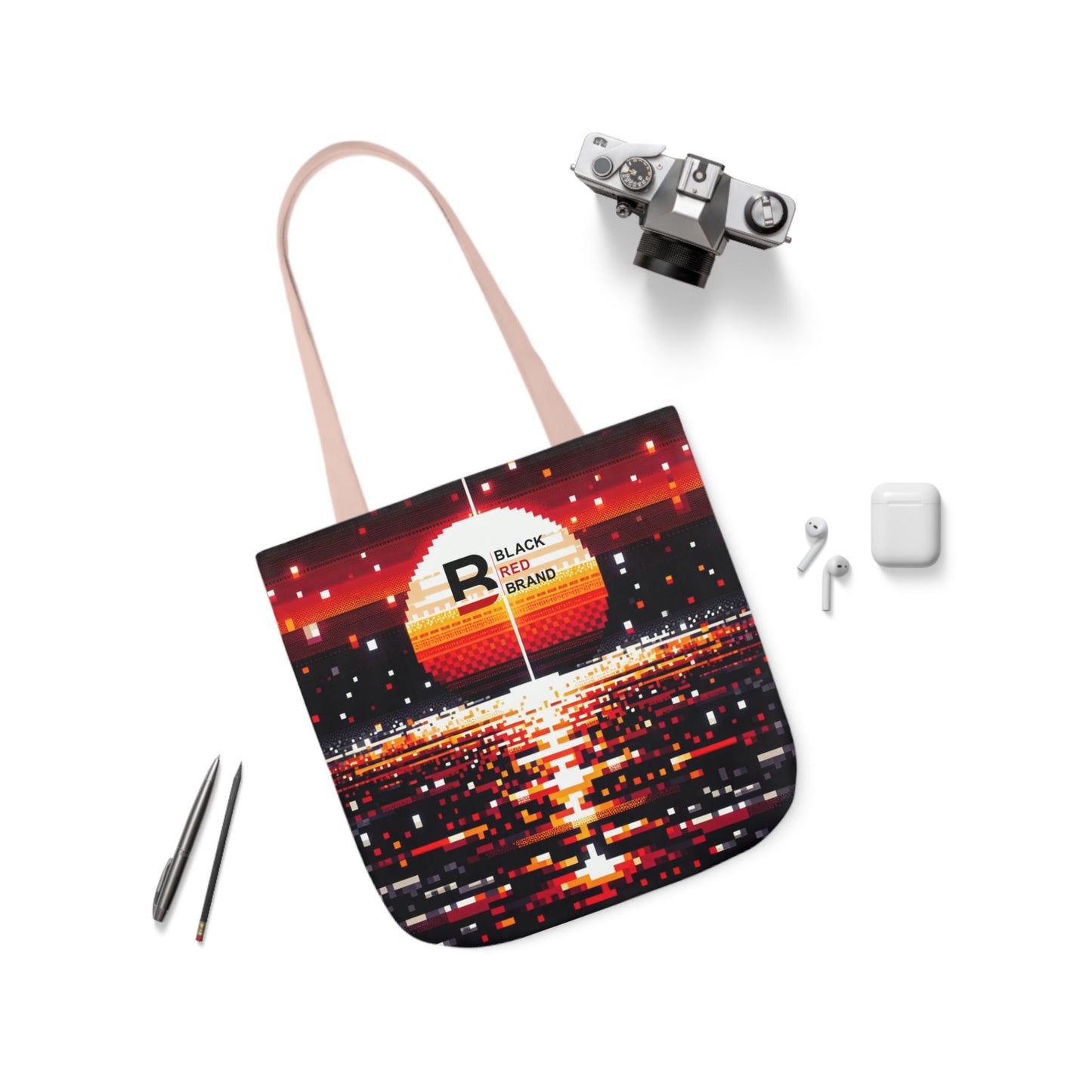 Sunset Vibe Canvas Tote Bag with 5-Color Straps