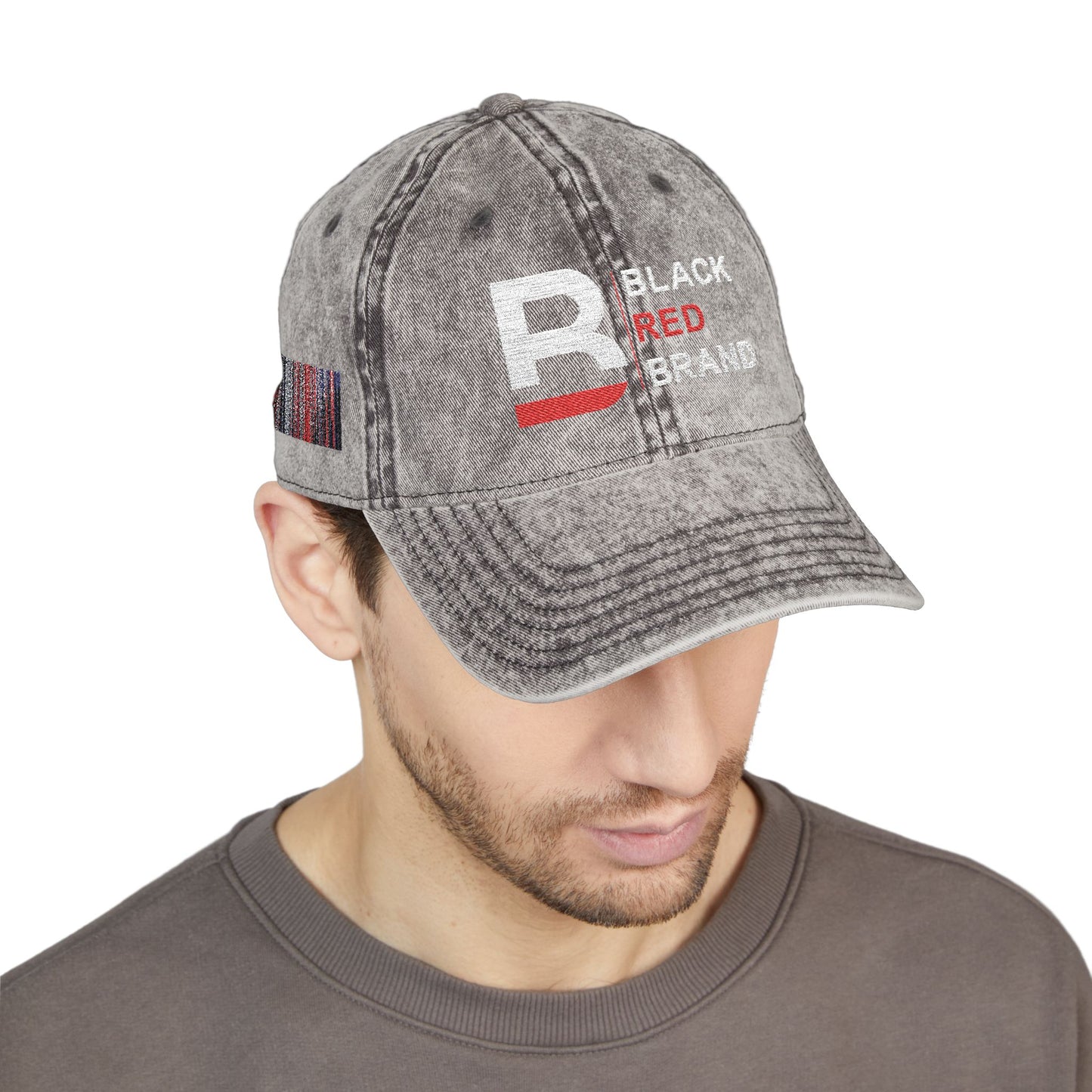 Vintage Embroidered Cap | Black Red Brand Logo
