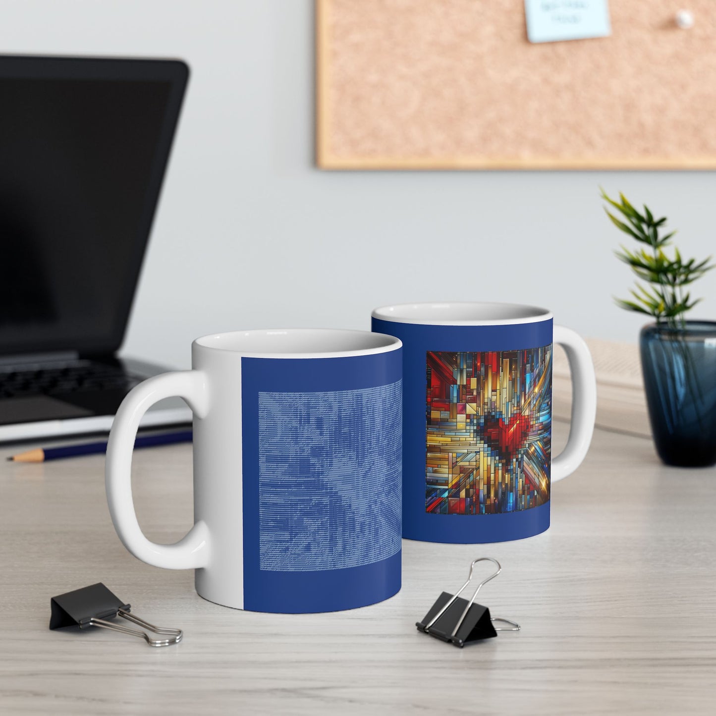 Mosaic Heart (Love and Logic) | Coder’s Coffee Mug Blue