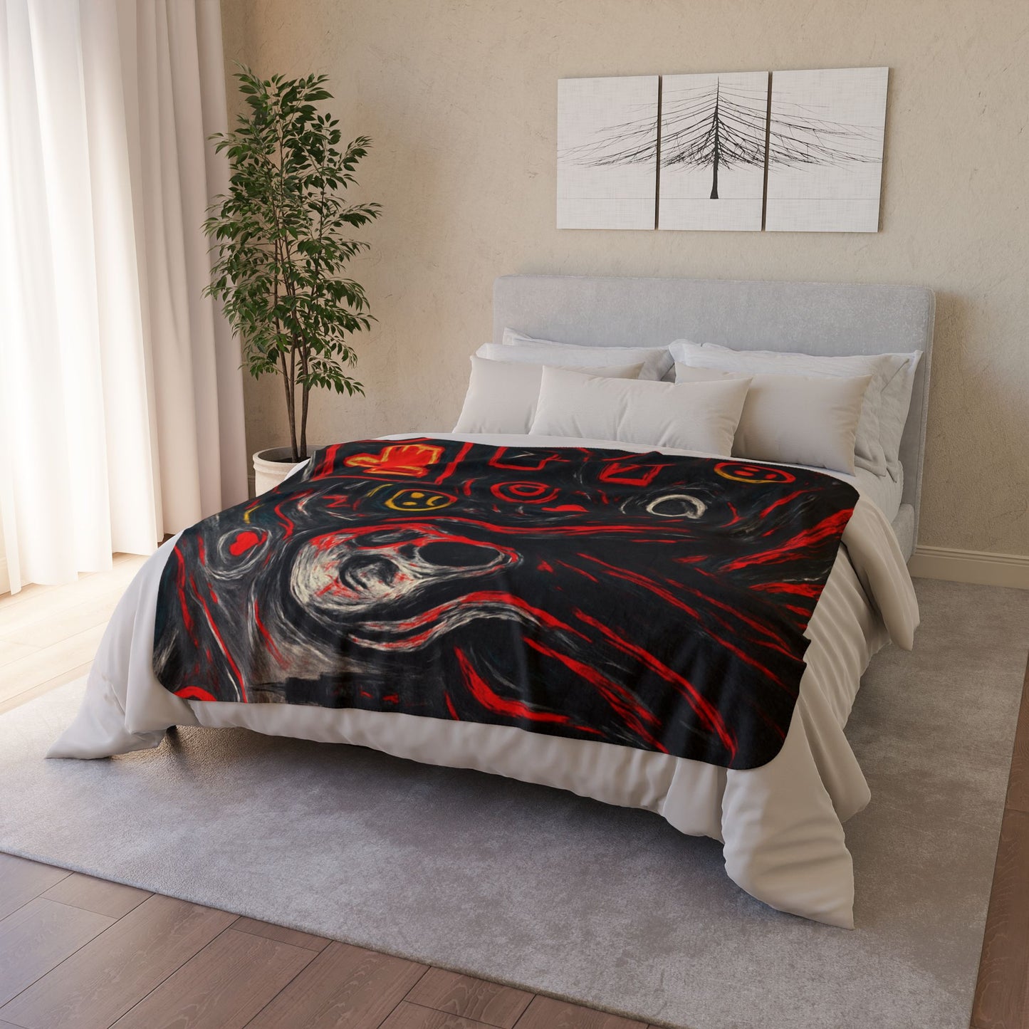 Black Red Scream - Fleece Sherpa Blanket