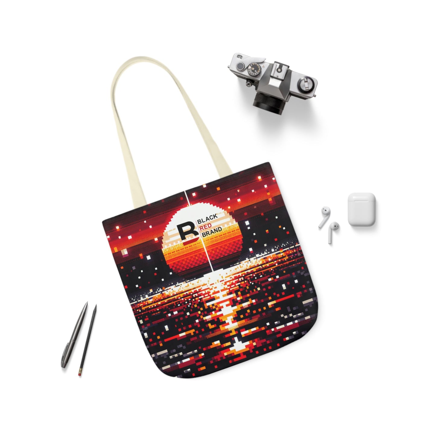 Sunset Vibe Canvas Tote Bag with 5-Color Straps