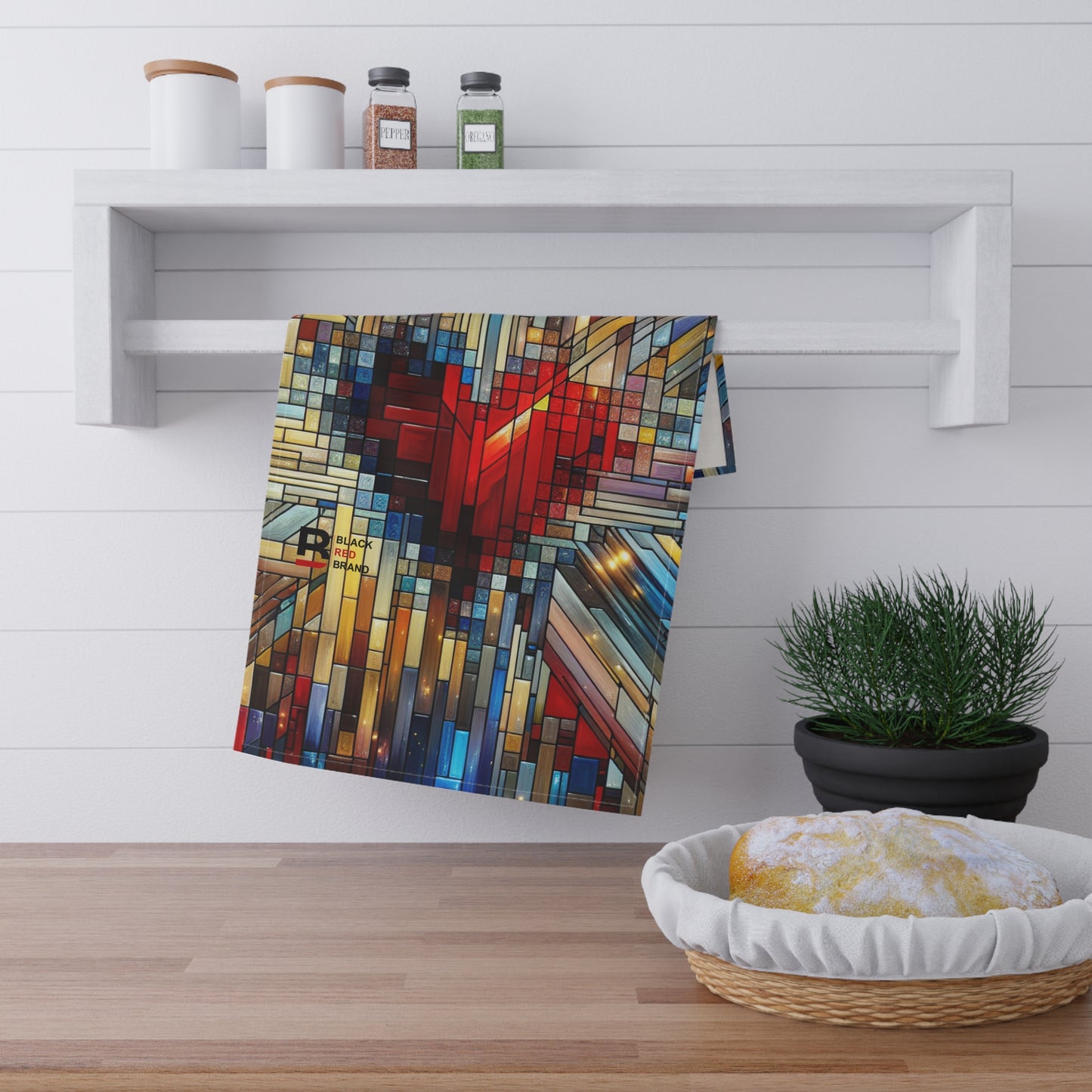 Mosaic Heart Tea Towels - Colorful Cotton Kitchen Accessories