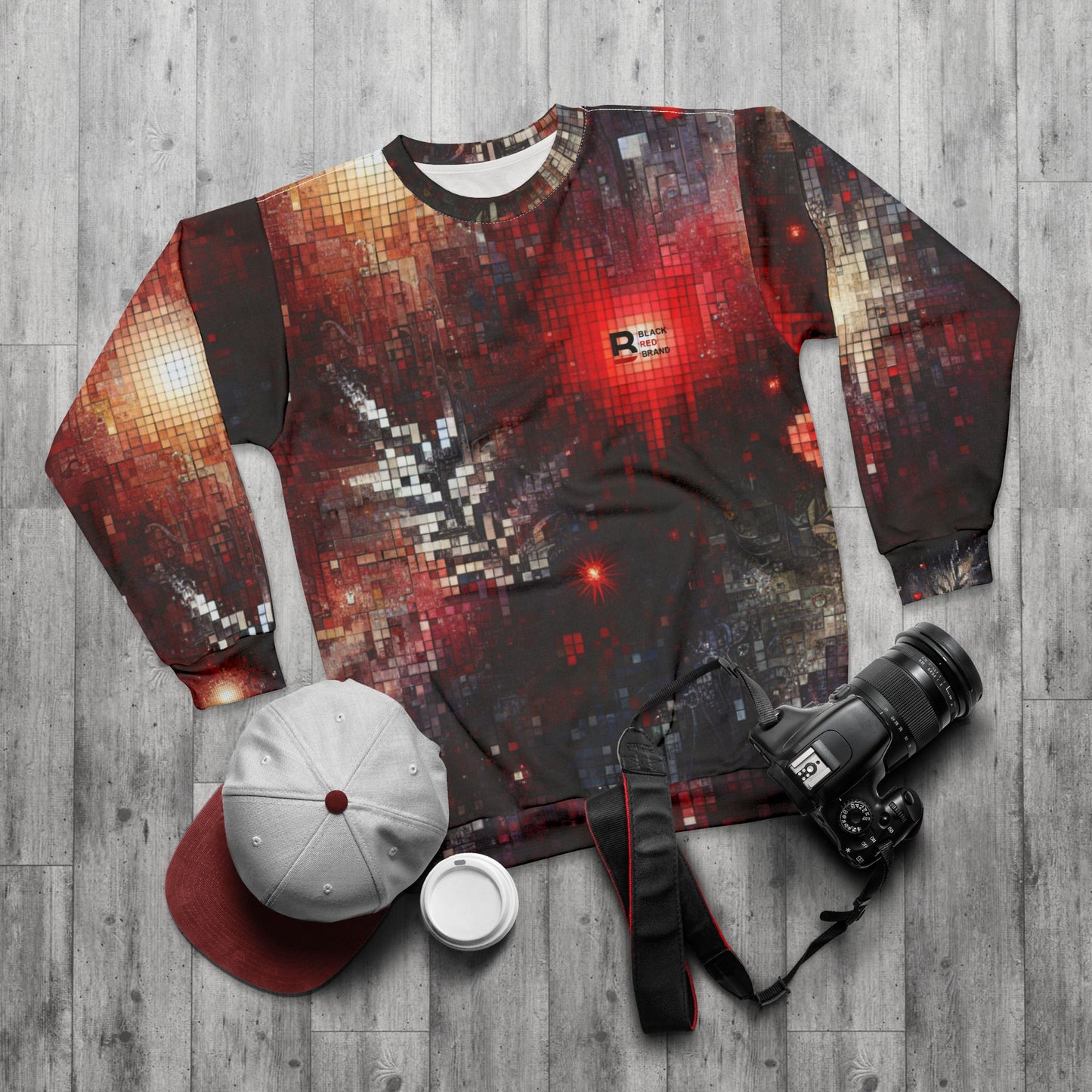 Black Red Pixels | Digital Bloom Sweatshirt