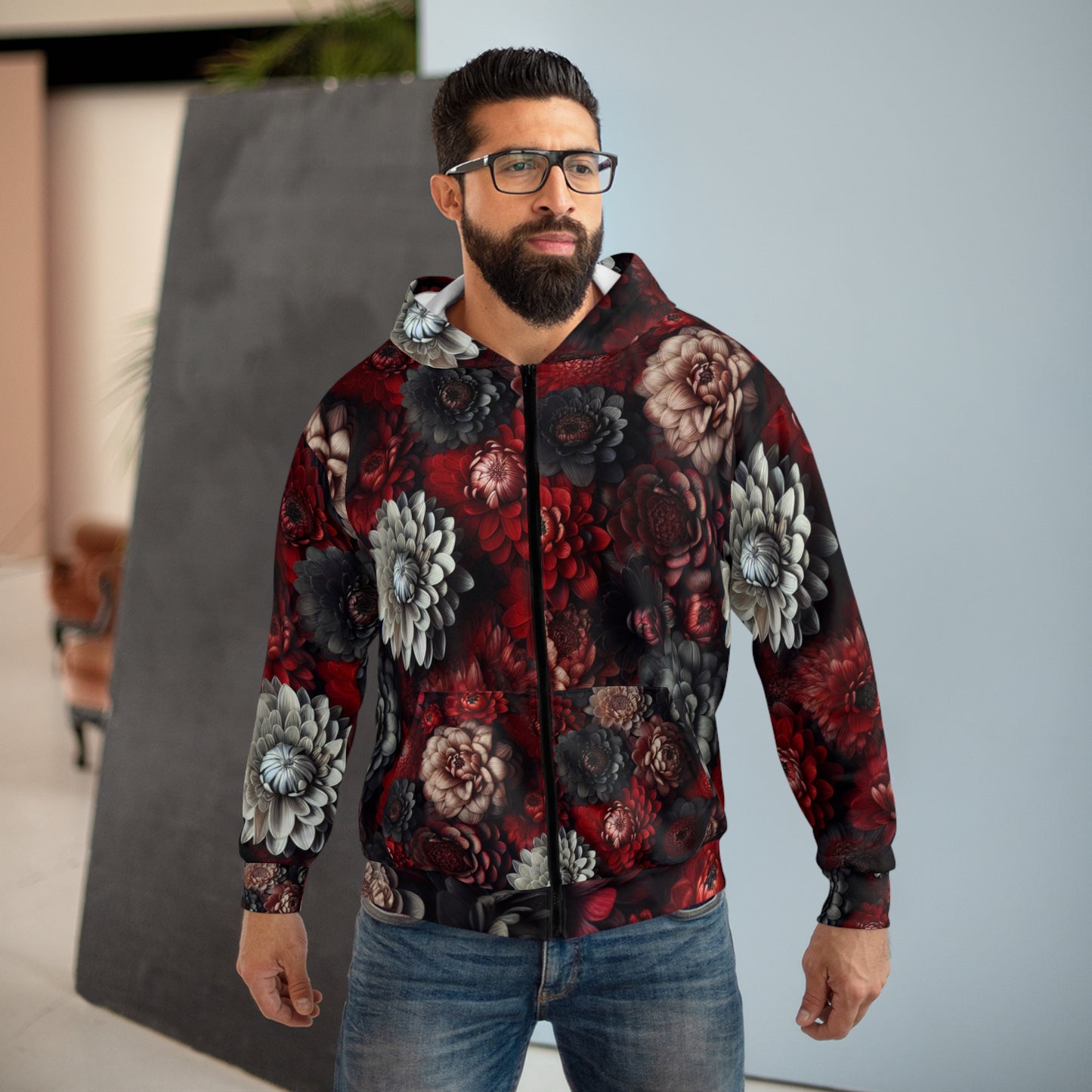 Black Red Flowers | Floral Blaze Hoodie