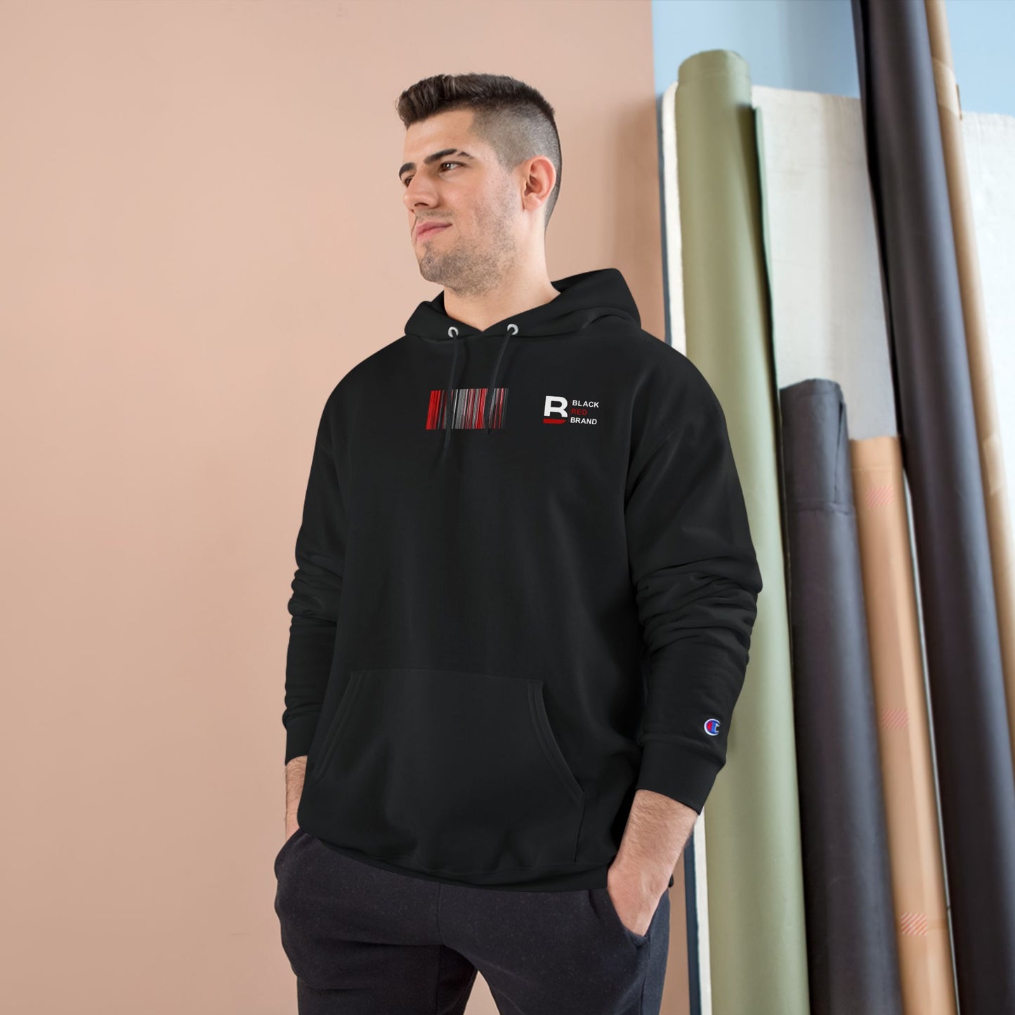 Champion Hoodie with Smile Graphic, Cozy Streetwear