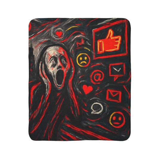 Black Red Scream - Fleece Sherpa Blanket