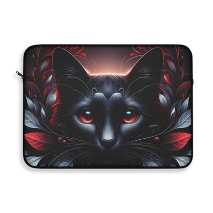 Black Cat Floral Laptop Sleeve - Stylish Protection for Tech Enthusiasts