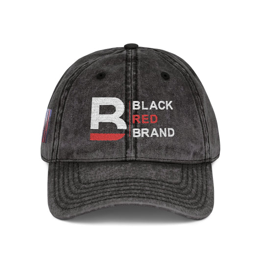 Vintage Embroidered Cap | Black Red Brand Logo