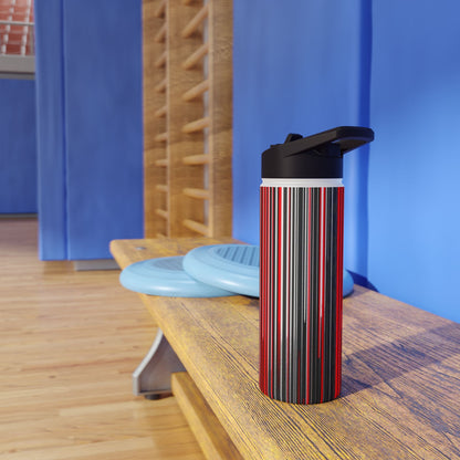 Black Red Barcode | Stylish Stainless Steel Water Bottle