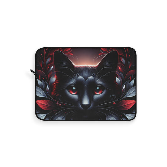 Black Cat Floral Laptop Sleeve - Stylish Protection for Tech Enthusiasts