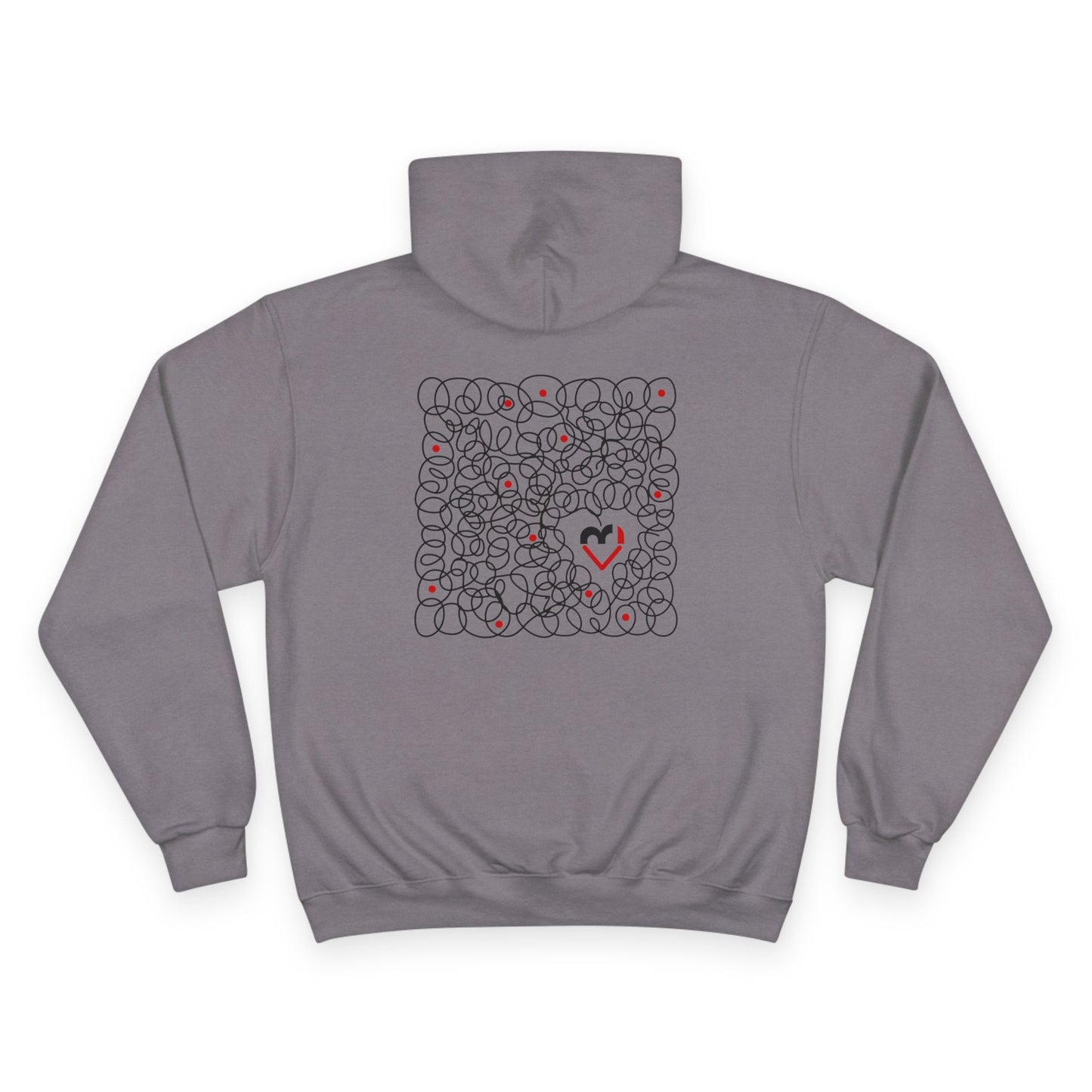 Black Red Doodle Heart | Champion Hoodie